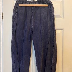 Relaxed linen/denim blend joggers